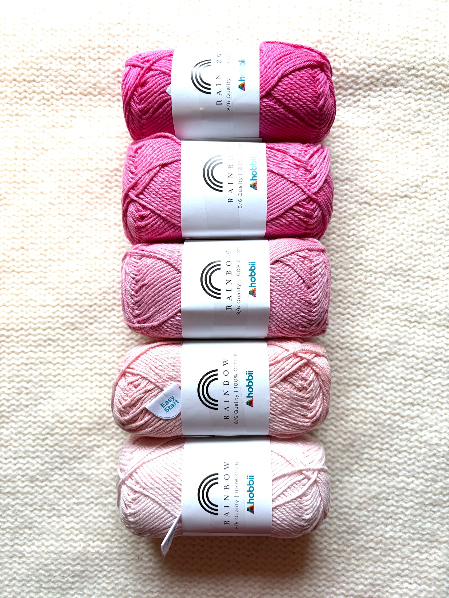 5 balls x 50g Hobbii : Rainbow Cotton Yarn 8/6 Color Pack 08A : 100% Cotton