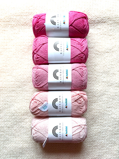 5 balls x 50g Hobbii : Rainbow Cotton Yarn 8/6 Color Pack 08A : 100% Cotton