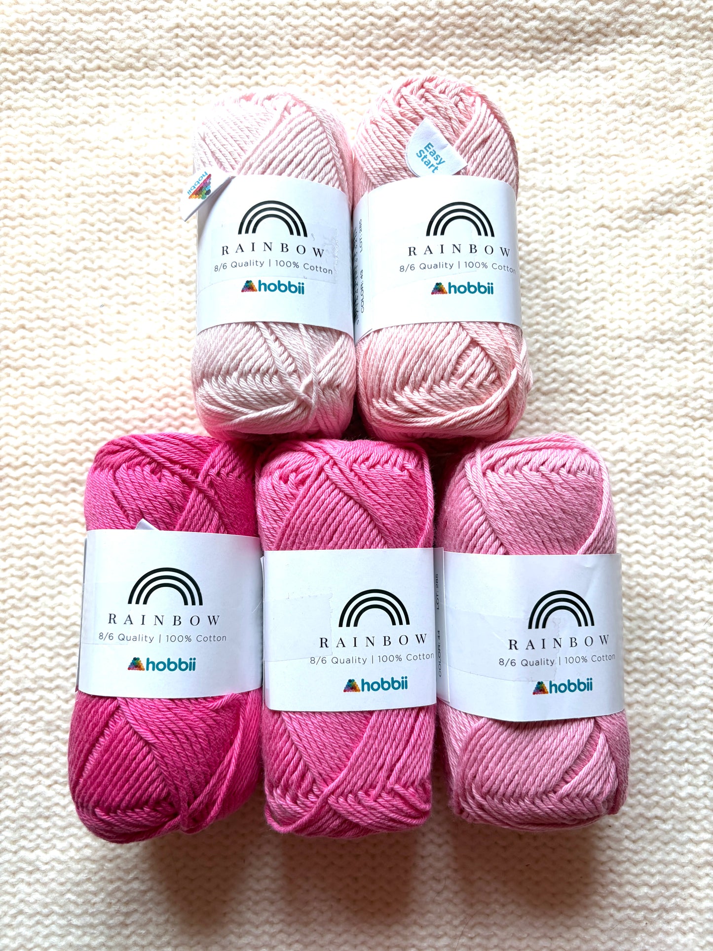 5 balls x 50g Hobbii : Rainbow Cotton Yarn 8/6 Color Pack 08A : 100% Cotton