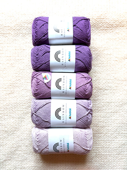 5 balls x 50g Hobbii : Rainbow Cotton Yarn 8/6 Color Pack 08B : 100% Cotton