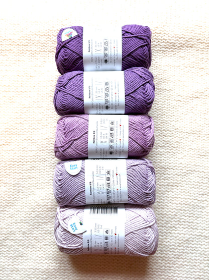 5 balls x 50g Hobbii : Rainbow Cotton Yarn 8/6 Color Pack 08B : 100% Cotton
