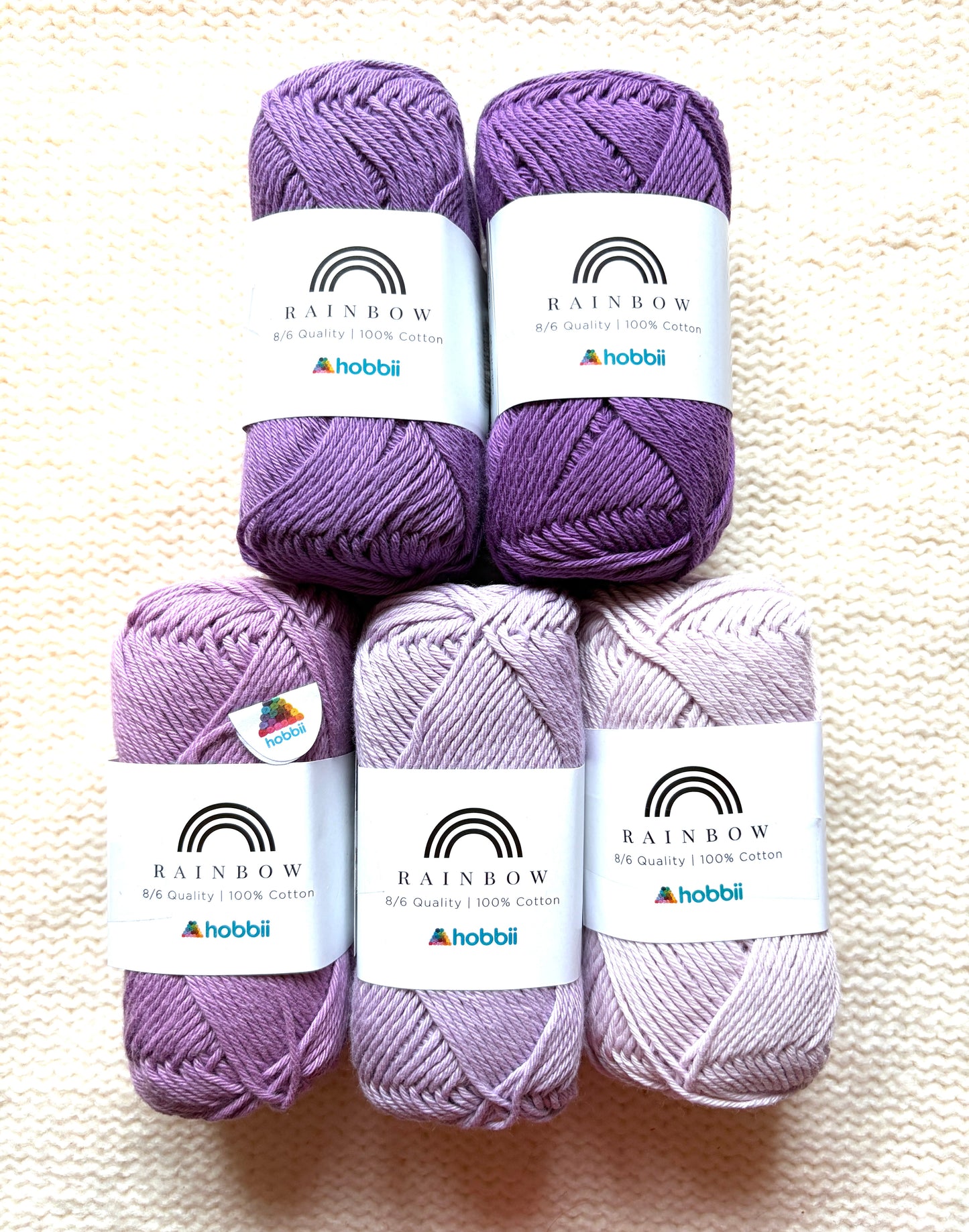 5 balls x 50g Hobbii : Rainbow Cotton Yarn 8/6 Color Pack 08B : 100% Cotton