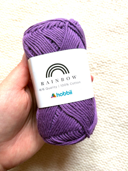 5 balls x 50g Hobbii : Rainbow Cotton Yarn 8/6 Color Pack 08B : 100% Cotton
