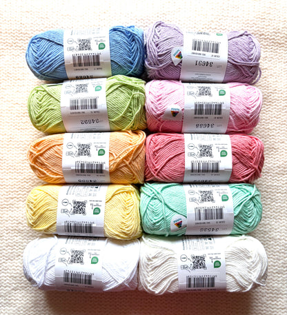 10 balls x 50g Hobbii : Rainbow Cotton Yarn 8/6 Color Pack 05 : 100% Cotton