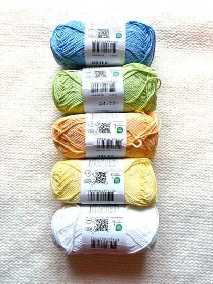 10 balls x 50g Hobbii : Rainbow Cotton Yarn 8/6 Color Pack 05 : 100% Cotton