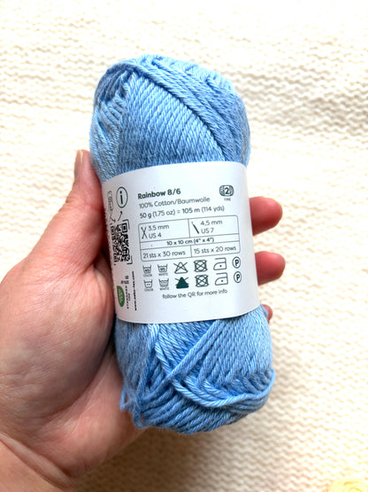 10 balls x 50g Hobbii : Rainbow Cotton Yarn 8/6 Color Pack 05 : 100% Cotton