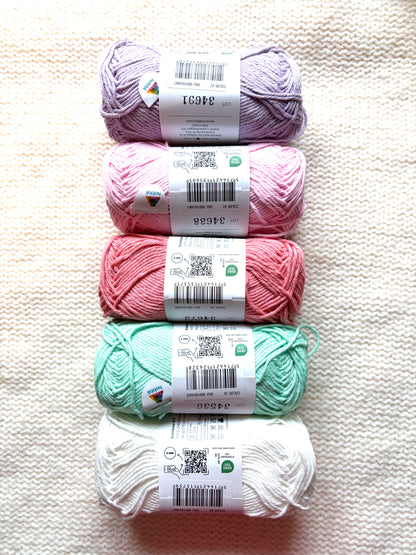 10 balls x 50g Hobbii : Rainbow Cotton Yarn 8/6 Color Pack 05 : 100% Cotton