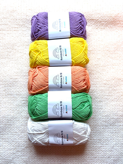 10 balls x 50g Hobbii : Rainbow Cotton Yarn 8/8 Color Pack 06 : 100% Cotton