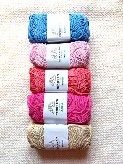 10 balls x 50g Hobbii : Rainbow Cotton Yarn 8/8 Color Pack 06 : 100% Cotton