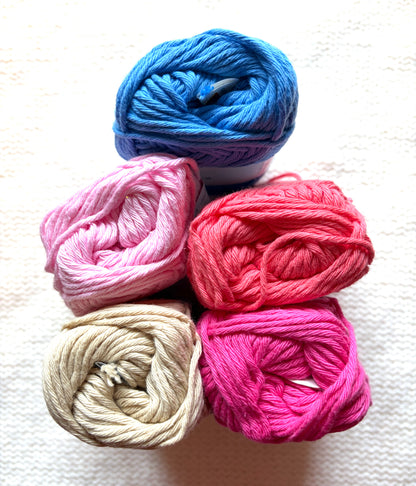 10 balls x 50g Hobbii : Rainbow Cotton Yarn 8/8 Color Pack 06 : 100% Cotton