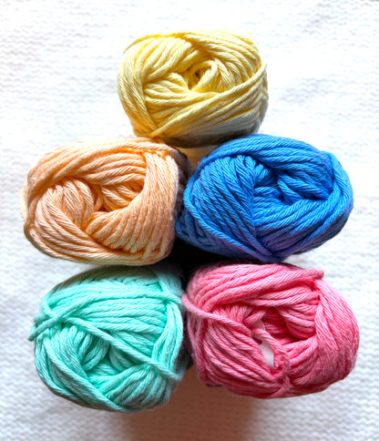 5 balls x 50g Hobbii : Rainbow Cotton Yarn 8/8 Color Pack 10B : 100% Cotton