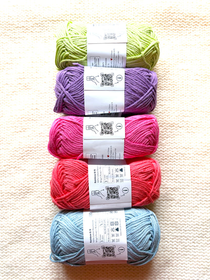 10 balls x 50g Hobbii : Rainbow Cotton Yarn 8/8 Color Pack 10 : 100% Cotton