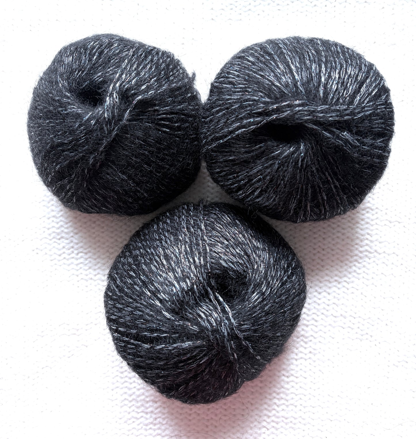 3 balls x 25g Glitter Mohair yarn : Mohair + Wool + Rayon : 15 Black