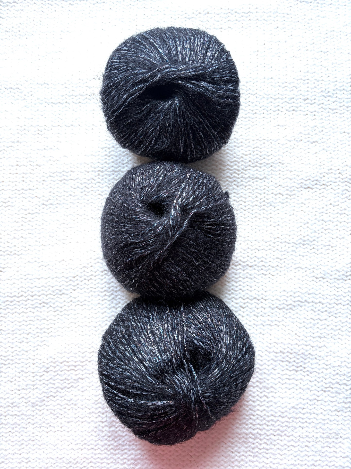 3 balls x 25g Glitter Mohair yarn : Mohair + Wool + Rayon : 15 Black