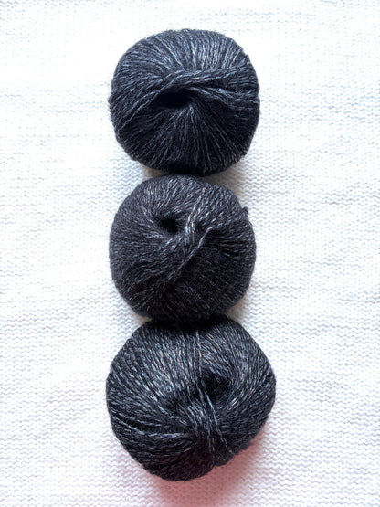 3 balls x 25g Glitter Mohair yarn : Mohair + Wool + Rayon : 15 Black