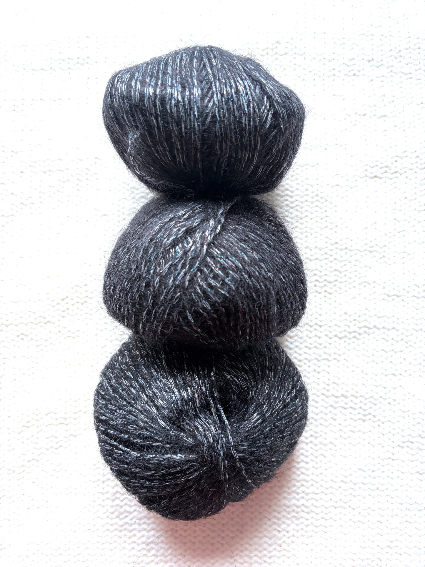 3 balls x 25g Glitter Mohair yarn : Mohair + Wool + Rayon : 15 Black