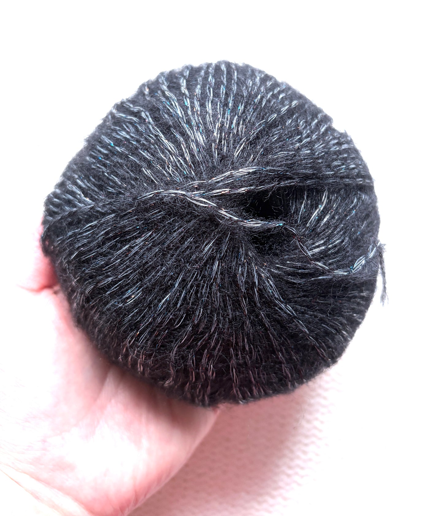 3 balls x 25g Glitter Mohair yarn : Mohair + Wool + Rayon : 15 Black