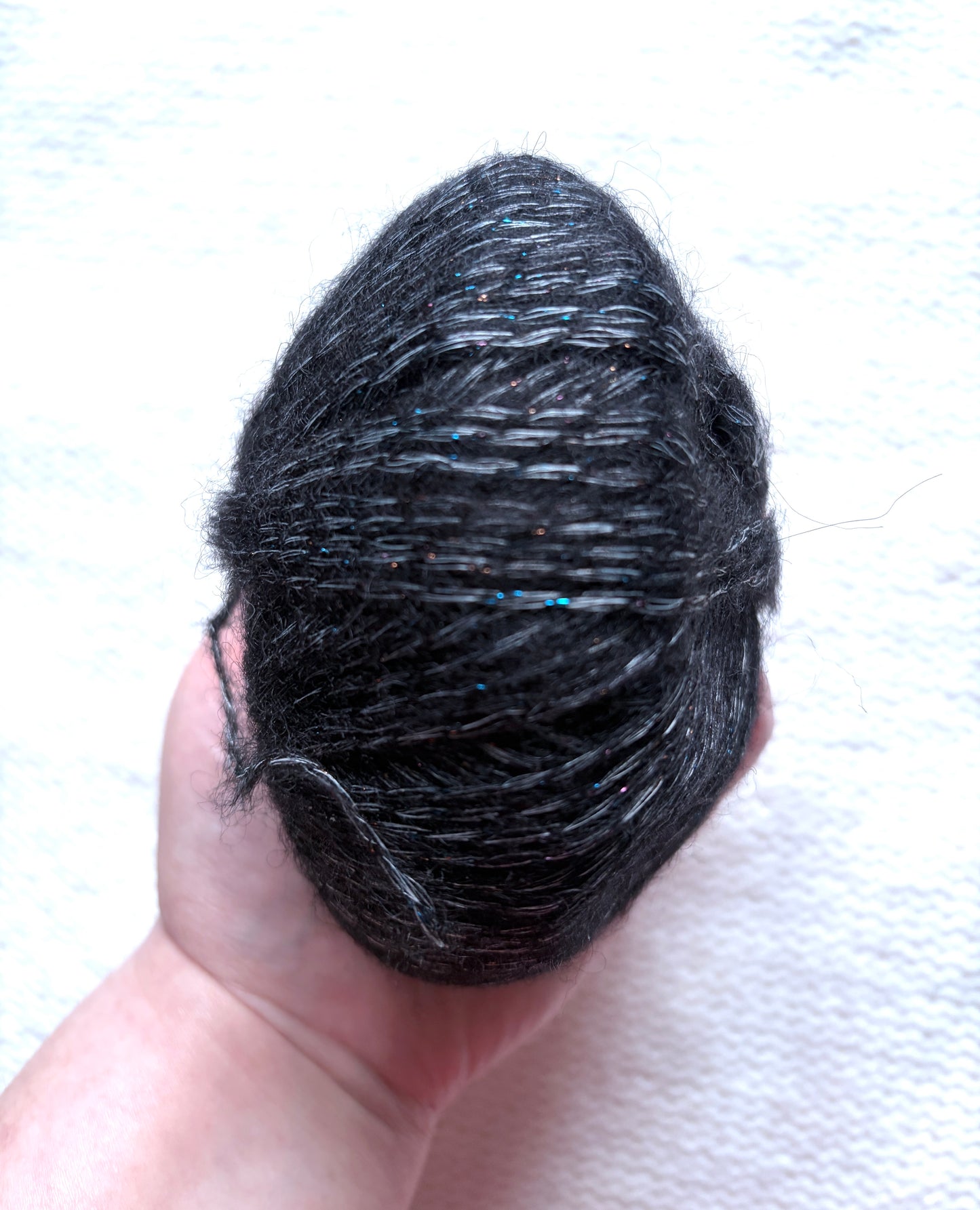 3 balls x 25g Glitter Mohair yarn : Mohair + Wool + Rayon : 15 Black