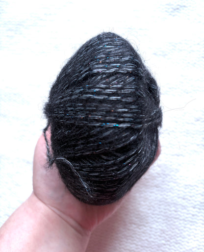 3 balls x 25g Glitter Mohair yarn : Mohair + Wool + Rayon : 15 Black
