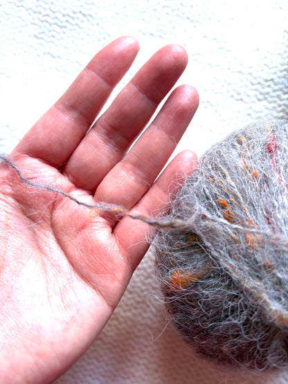 6 balls x 25g Mohair Wool yarn : Mohair + Wool + Acrylic + Polyester : 18 Grey