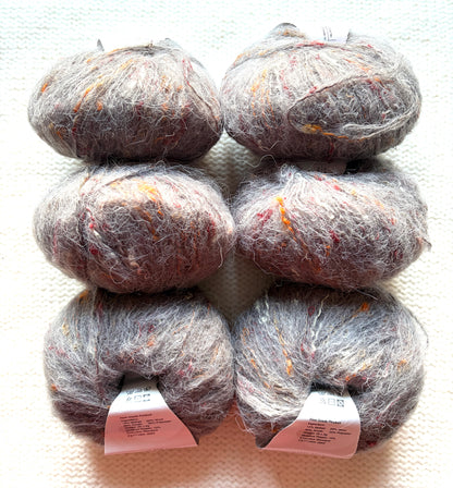 6 balls x 25g Mohair Wool yarn : Mohair + Wool + Acrylic + Polyester : 18 Grey