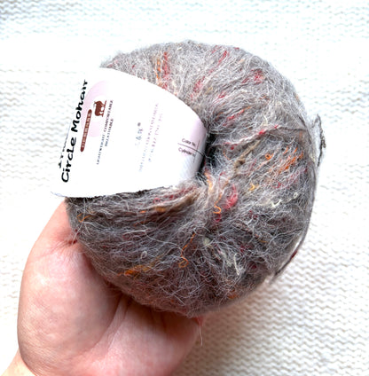 6 balls x 25g Mohair Wool yarn : Mohair + Wool + Acrylic + Polyester : 18 Grey