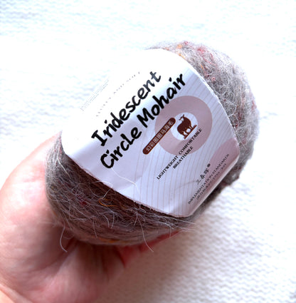 6 balls x 25g Mohair Wool yarn : Mohair + Wool + Acrylic + Polyester : 18 Grey