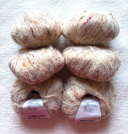 6 balls x 25g Mohair Wool yarn : Mohair + Wool + Acrylic + Polyester : 02 Cream