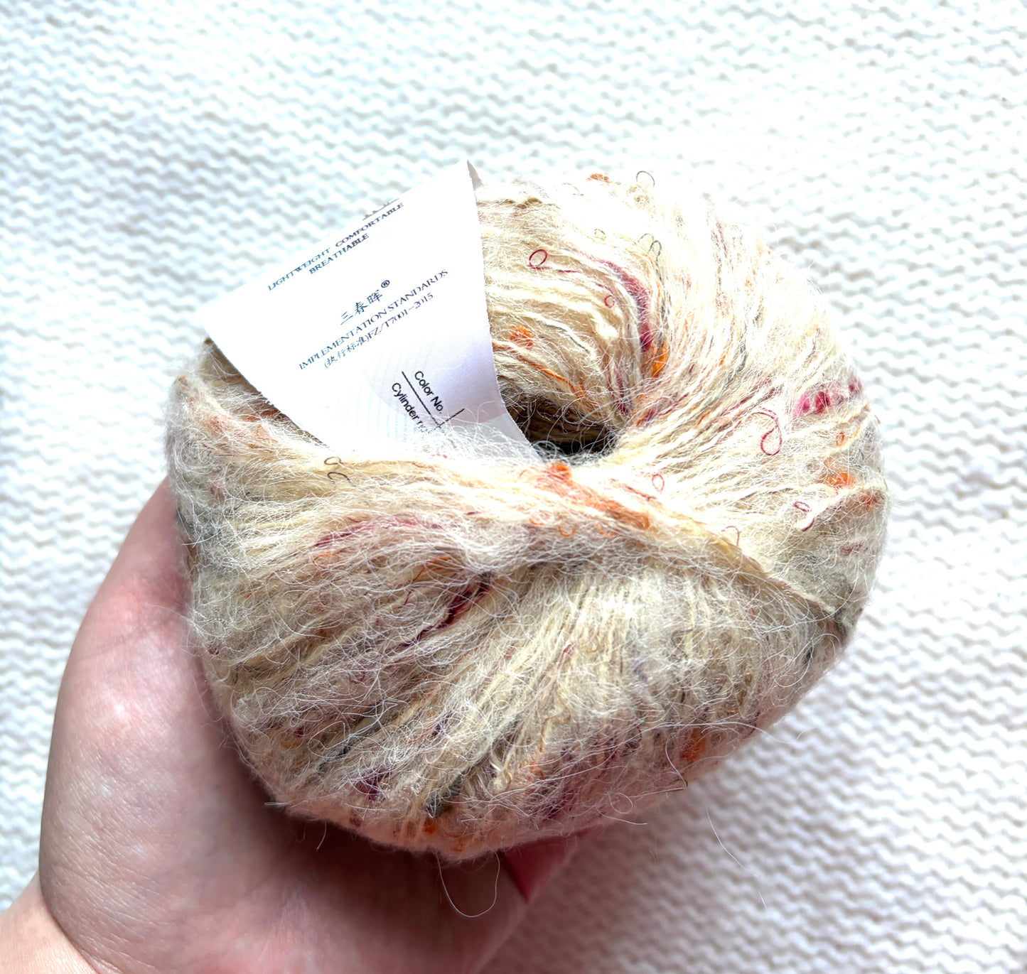 6 balls x 25g Mohair Wool yarn : Mohair + Wool + Acrylic + Polyester : 02 Cream