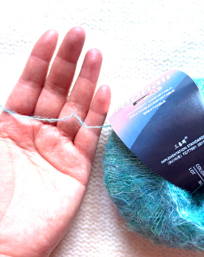 5 balls x 25g Alpaca Mohair yarn : Mohair + Alpaca + Acrylic : 15 Persian Green