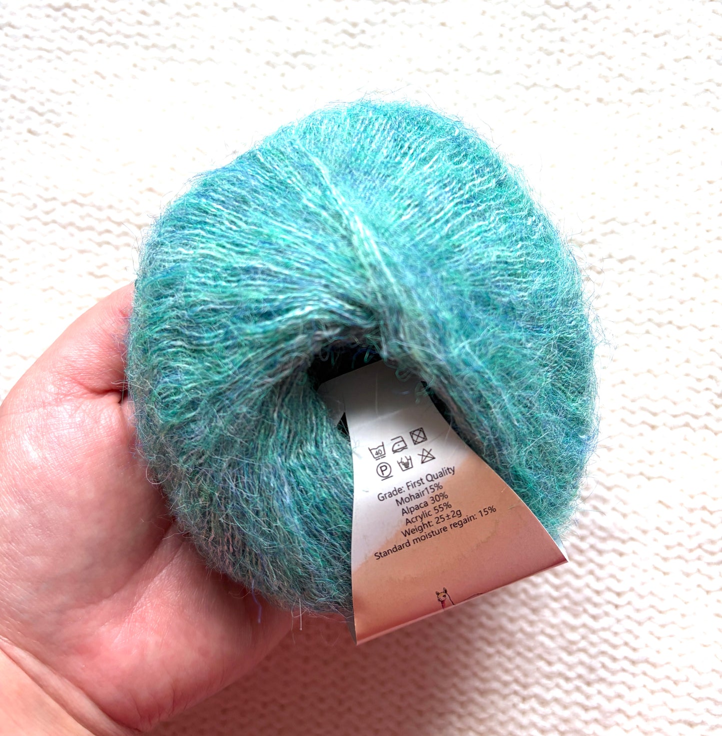 5 balls x 25g Alpaca Mohair yarn : Mohair + Alpaca + Acrylic : 15 Persian Green