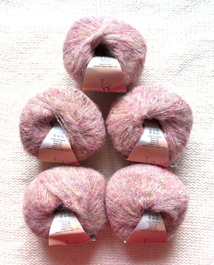 5 balls x 25g Alpaca Mohair yarn : Mohair + Alpaca + Acrylic : 05 Lychee Pink