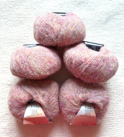 5 balls x 25g Alpaca Mohair yarn : Mohair + Alpaca + Acrylic : 05 Lychee Pink