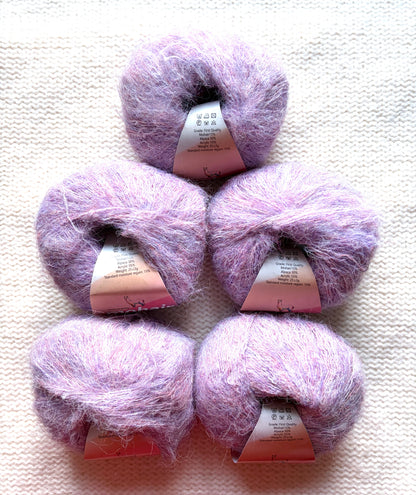 5 balls x 25g Alpaca Mohair yarn : Mohair + Alpaca + Acrylic : 08 Lavender