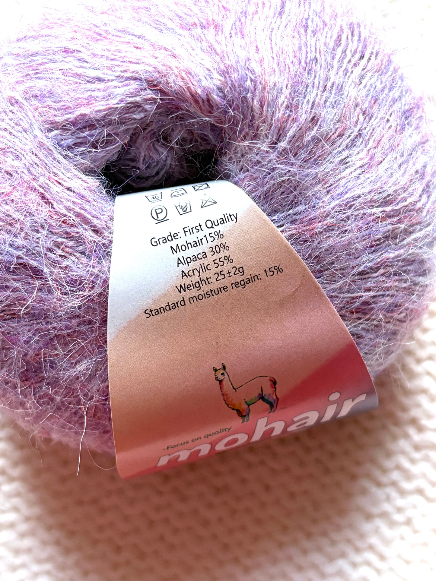 5 balls x 25g Alpaca Mohair yarn : Mohair + Alpaca + Acrylic : 08 Lavender