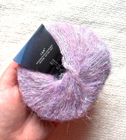5 balls x 25g Alpaca Mohair yarn : Mohair + Alpaca + Acrylic : 08 Lavender