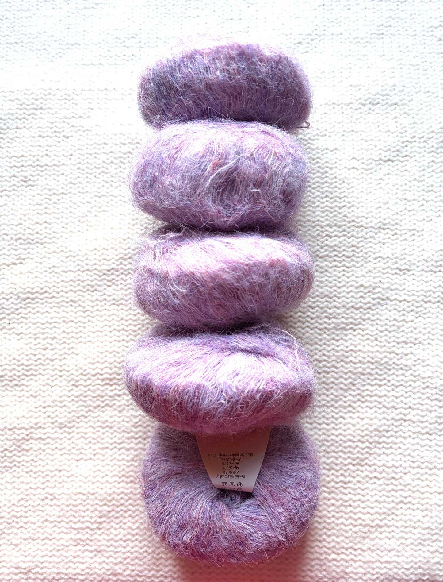5 balls x 25g Alpaca Mohair yarn : Mohair + Alpaca + Acrylic : 08 Lavender