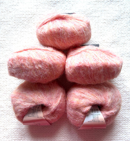 5 balls x 25g Alpaca Mohair yarn : Mohair + Alpaca + Acrylic : 03 Coral Pink