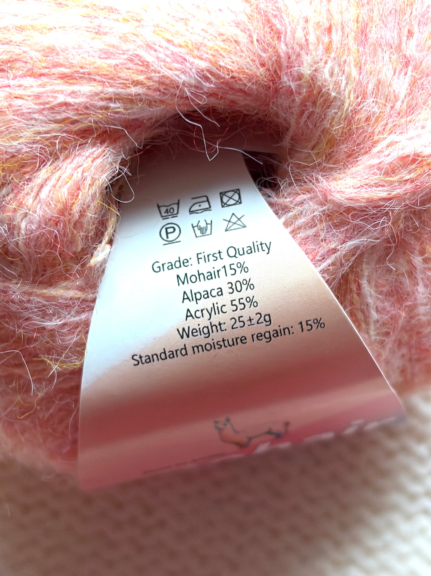 5 balls x 25g Alpaca Mohair yarn : Mohair + Alpaca + Acrylic : 03 Coral Pink