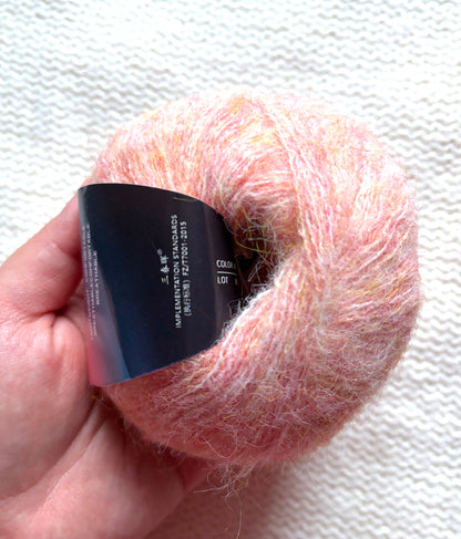 5 balls x 25g Alpaca Mohair yarn : Mohair + Alpaca + Acrylic : 03 Coral Pink