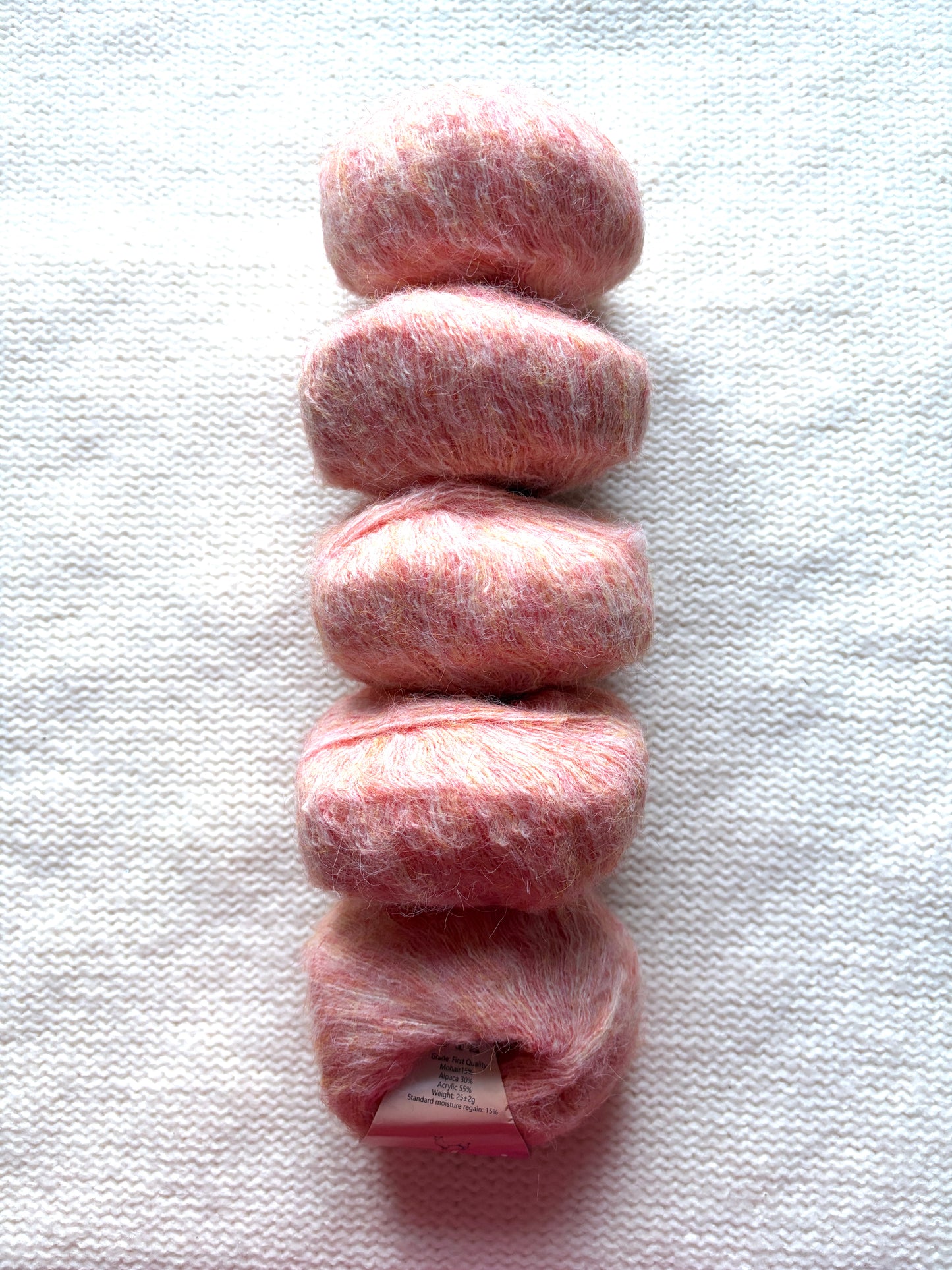 5 balls x 25g Alpaca Mohair yarn : Mohair + Alpaca + Acrylic : 03 Coral Pink