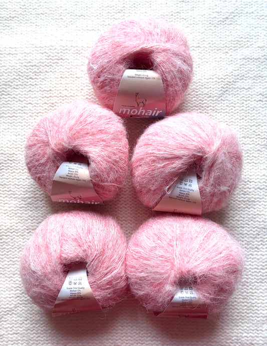 5 balls x 25g Alpaca Mohair yarn : Mohair + Alpaca + Acrylic : 02 Sakura Pink