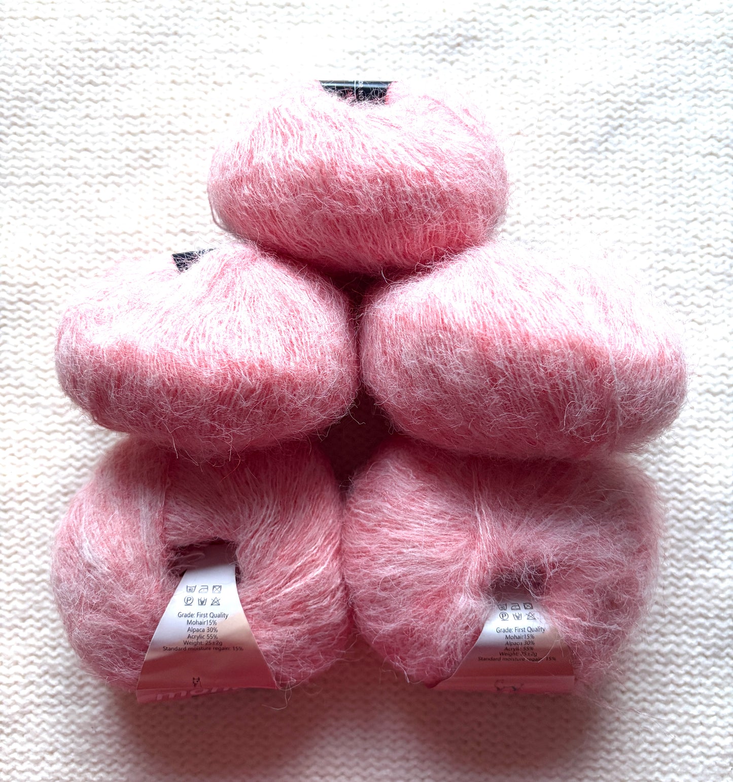 5 balls x 25g Alpaca Mohair yarn : Mohair + Alpaca + Acrylic : 02 Sakura Pink