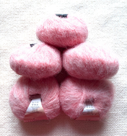 5 balls x 25g Alpaca Mohair yarn : Mohair + Alpaca + Acrylic : 02 Sakura Pink