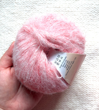 5 balls x 25g Alpaca Mohair yarn : Mohair + Alpaca + Acrylic : 02 Sakura Pink