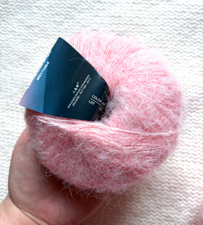 5 balls x 25g Alpaca Mohair yarn : Mohair + Alpaca + Acrylic : 02 Sakura Pink