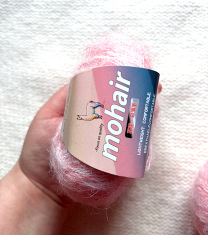 5 balls x 25g Alpaca Mohair yarn : Mohair + Alpaca + Acrylic : 02 Sakura Pink