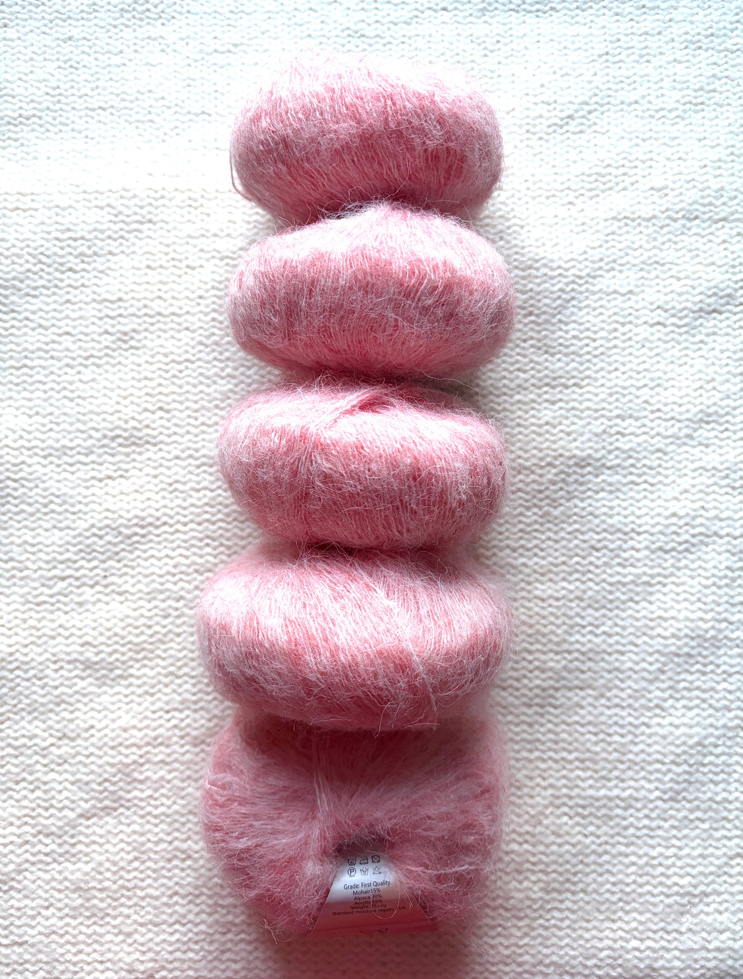 5 balls x 25g Alpaca Mohair yarn : Mohair + Alpaca + Acrylic : 02 Sakura Pink