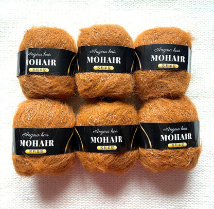 6 balls x 25g Mohair Alpaca yarn : Mohair + Alpaca + Acrylic : colour 14