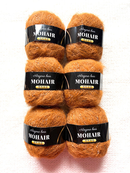 6 balls x 25g Mohair Alpaca yarn : Mohair + Alpaca + Acrylic : colour 14